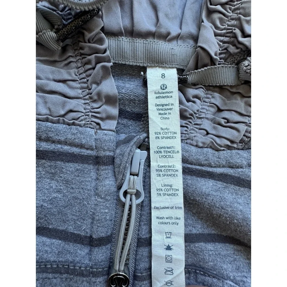 LULULEMON CAYMAN STRIPE HEATHERED GREY MOVEMENT JACKET Size 8